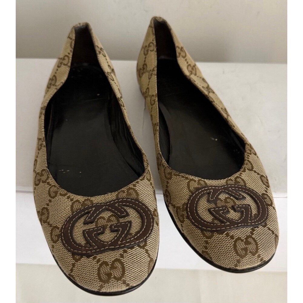 Gucci Monogram Canvas Ballet Flats Size 37.5